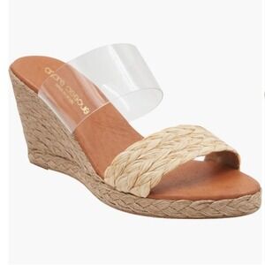 Andre Assous Wedge Sandals Espadrille Clear Strap Women EU 40 US 9 NEW